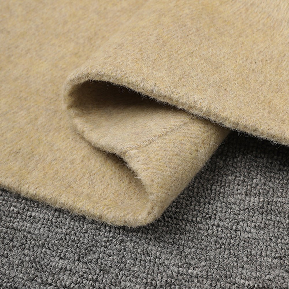 Beige Wool Coat With Wrap Belt, Soft Texture