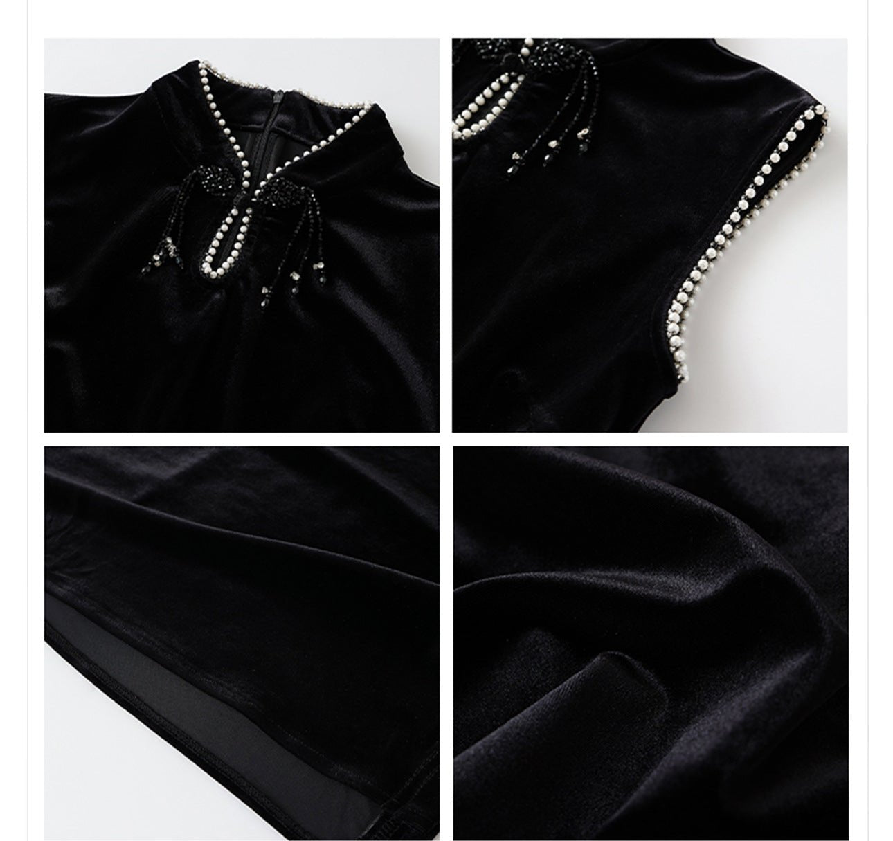 Black Velvet Dress With Beads