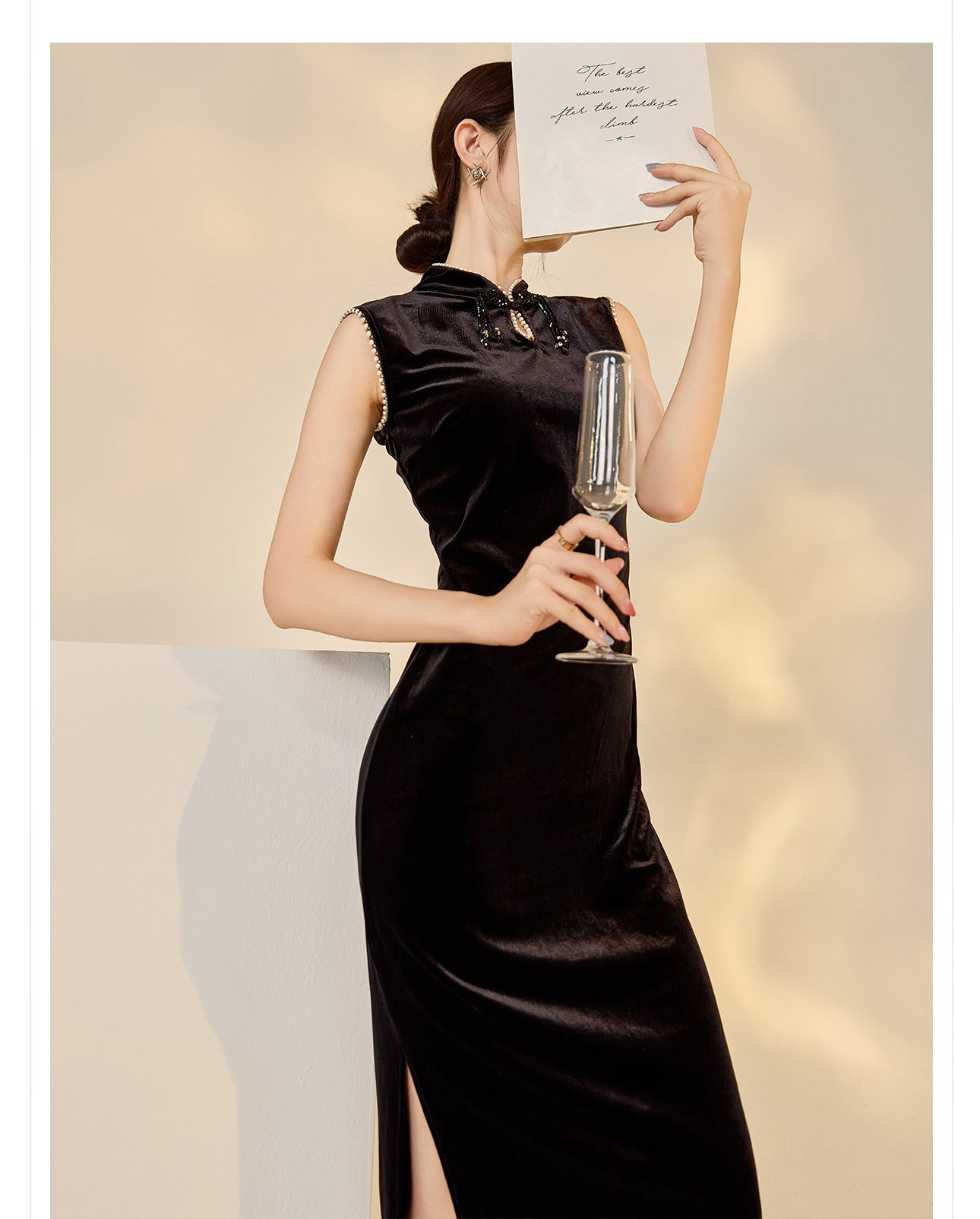 Black Velvet Dress With Beads