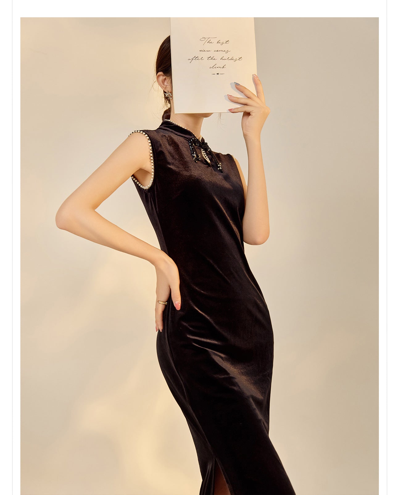 Black Velvet Dress With Beads