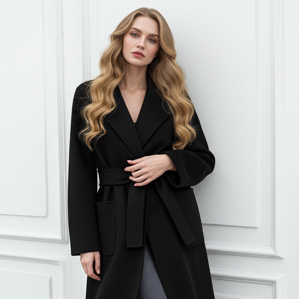 Elegant Wool And Cashmere Coat With Fitted Cut And Suit Collar