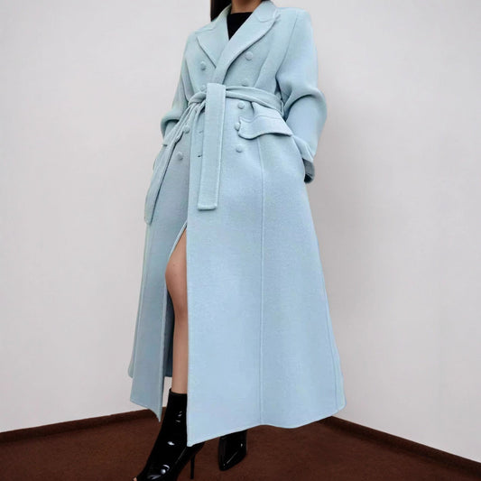 Long Baby Blue Wool Coat