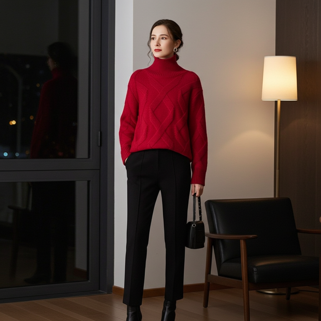 Elaris Cozy High-Neck Cashmere Sweater
